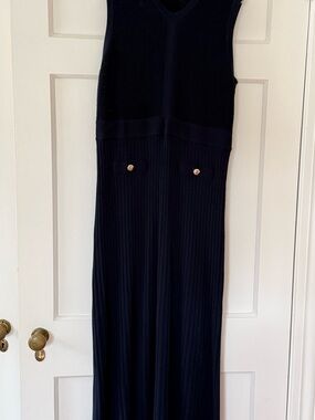 Pomander Place Black Maxi Dress with Gold Buttons